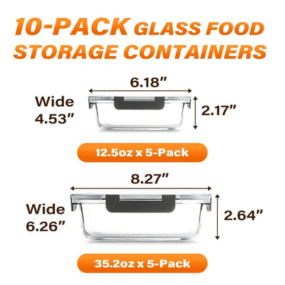 Premium Glass Meal Prep Containers with Lids