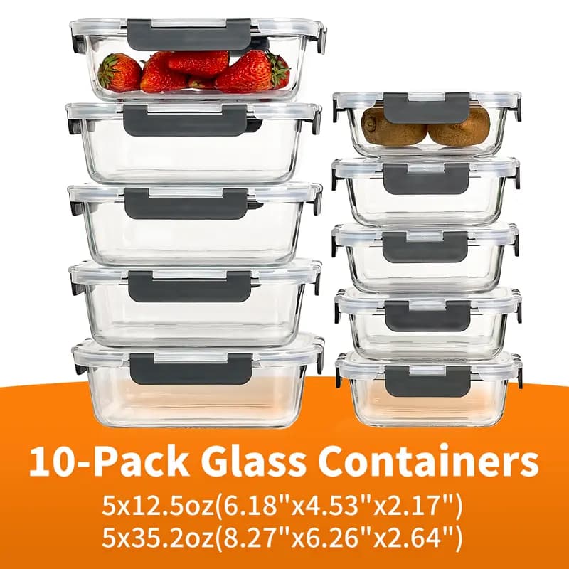 Premium Glass Meal Prep Containers with Lids