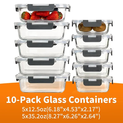 Premium Glass Meal Prep Containers with Lids