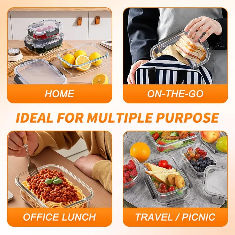Premium Glass Meal Prep Containers with Lids