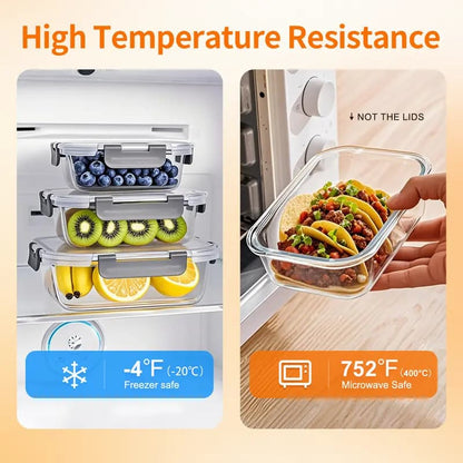 Premium Glass Meal Prep Containers with Lids