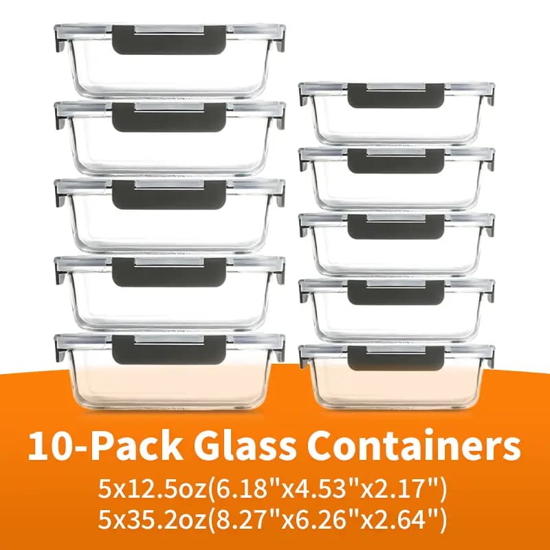 Premium Glass Meal Prep Containers with Lids