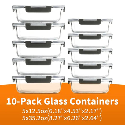 Premium Glass Meal Prep Containers with Lids