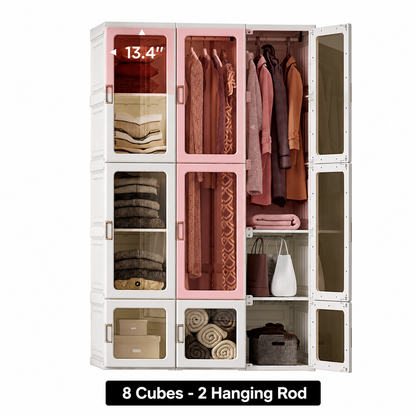 Foldable Modular Wardrobe with Clear Magnetic Doors