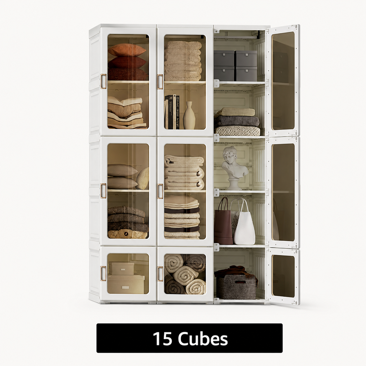 Foldable Modular Wardrobe with Clear Magnetic Doors