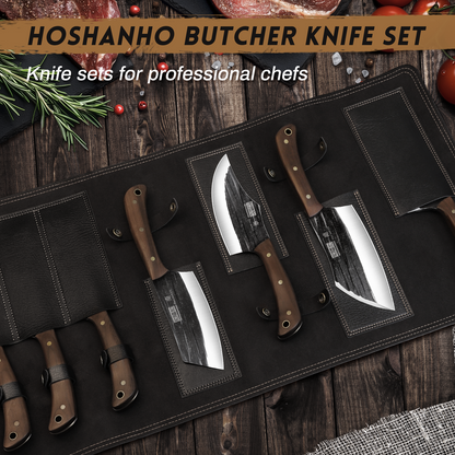 9-Piece Hand Forged Butcher Knife Set with Magnetic Block