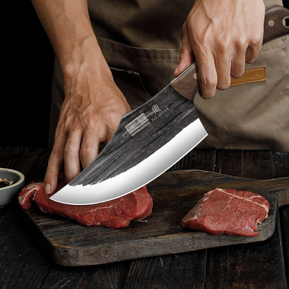 9-Piece Hand Forged Butcher Knife Set with Magnetic Block