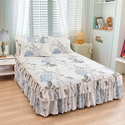 🌸Floral Ruffled Bed Skirt 3-Piece Set