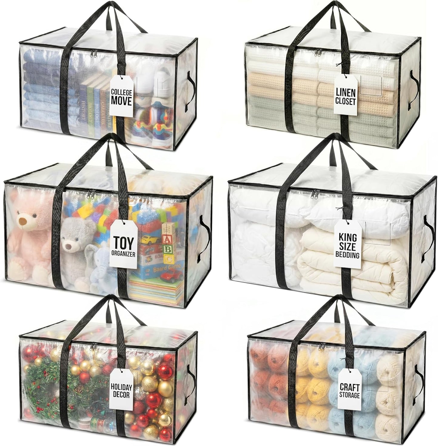 📦Large Heavy-Duty Thick Clear Storage Bag for Clothes, Moving & Storage