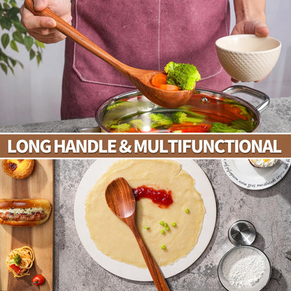 12-Piece Teak Wooden Utensils for Cooking - Natural Teak Utensil Set with Premium Gift Box