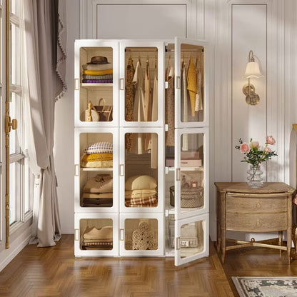 Foldable Modular Wardrobe with Clear Magnetic Doors