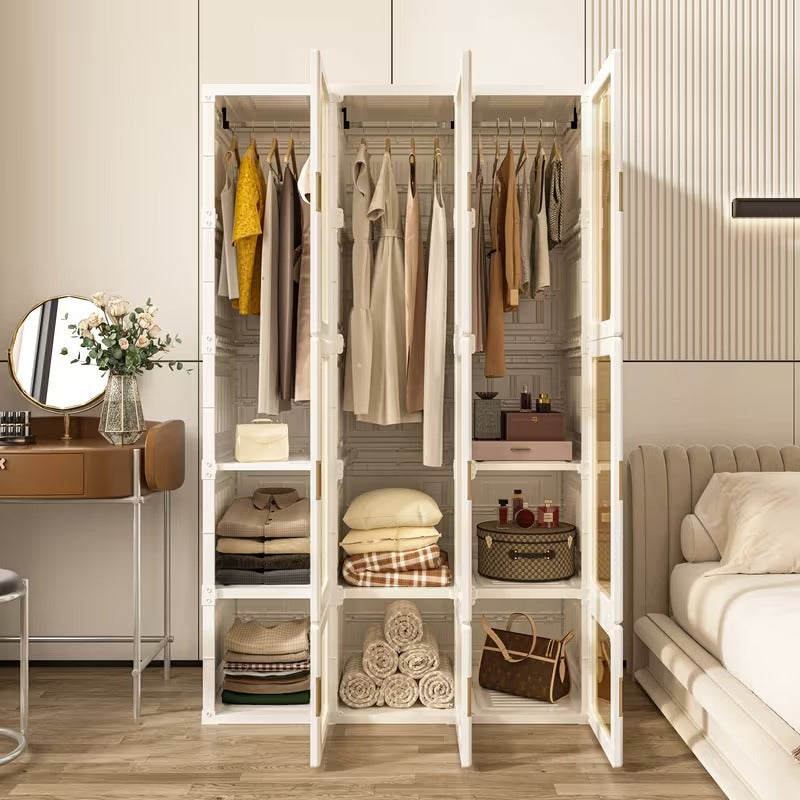 Foldable Modular Wardrobe with Clear Magnetic Doors