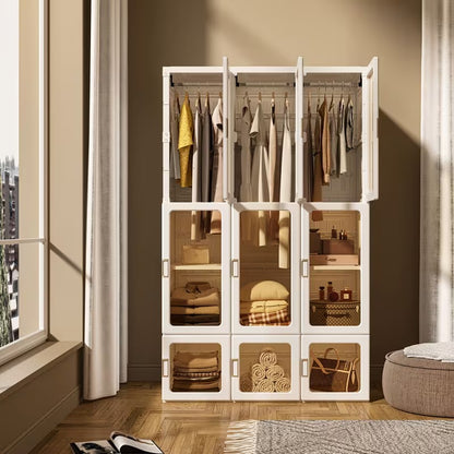 Foldable Modular Wardrobe with Clear Magnetic Doors