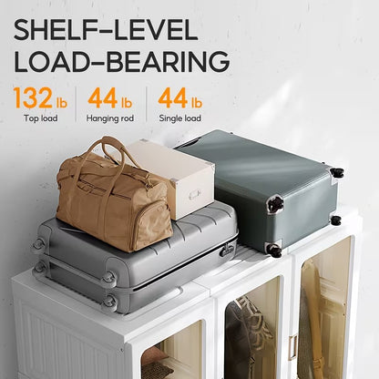 Foldable Modular Wardrobe with Clear Magnetic Doors